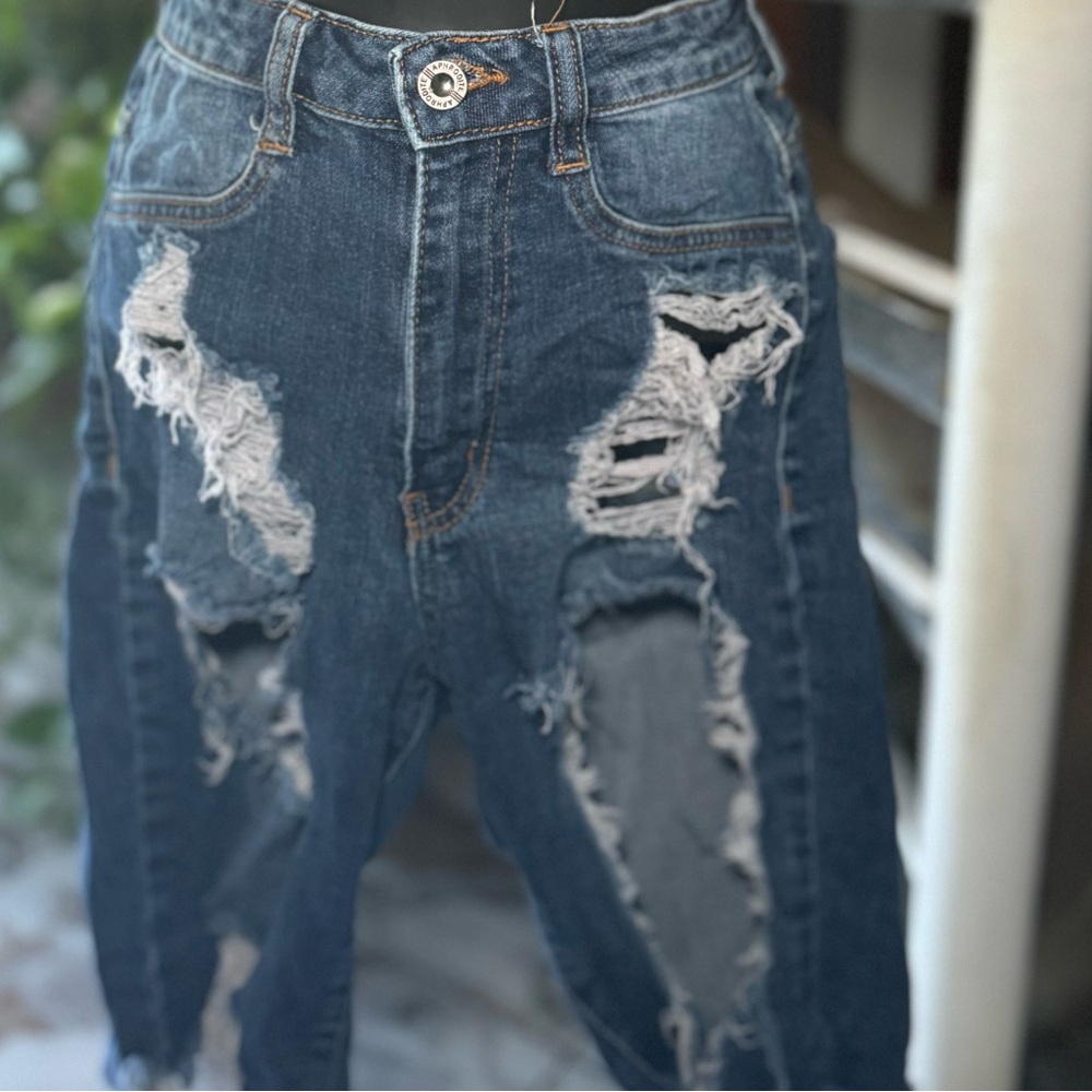 Distressed Blue Jeans